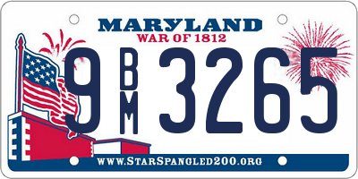 MD license plate 9BM3265