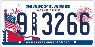 MD license plate 9BM3266