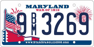 MD license plate 9BM3269