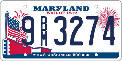 MD license plate 9BM3274