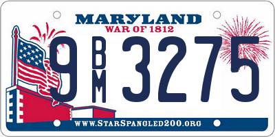 MD license plate 9BM3275