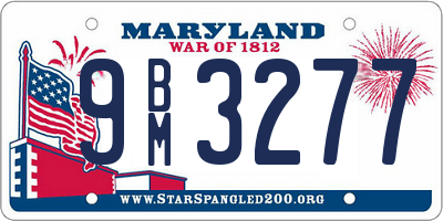 MD license plate 9BM3277