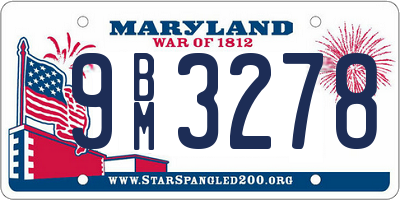 MD license plate 9BM3278