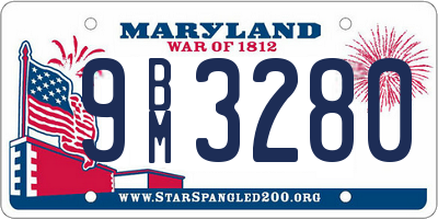 MD license plate 9BM3280