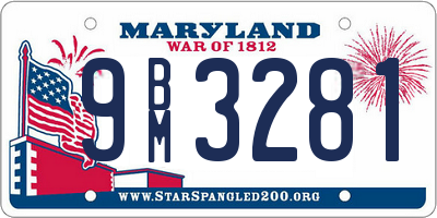 MD license plate 9BM3281