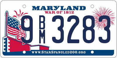 MD license plate 9BM3283