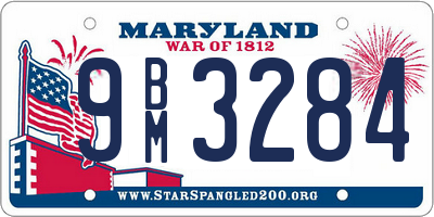 MD license plate 9BM3284