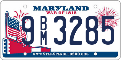 MD license plate 9BM3285