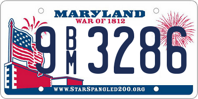 MD license plate 9BM3286