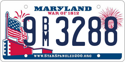 MD license plate 9BM3288