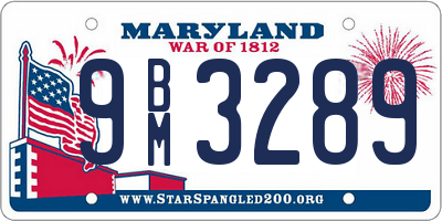 MD license plate 9BM3289