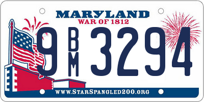 MD license plate 9BM3294