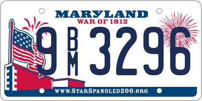 MD license plate 9BM3296