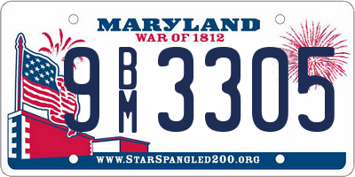 MD license plate 9BM3305