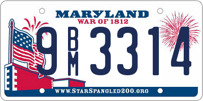 MD license plate 9BM3314