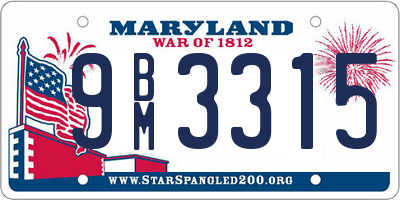 MD license plate 9BM3315