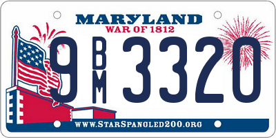 MD license plate 9BM3320