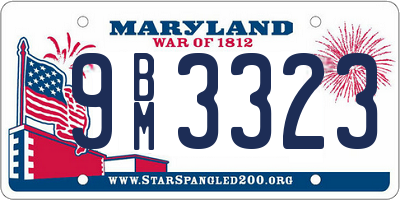 MD license plate 9BM3323