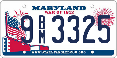 MD license plate 9BM3325