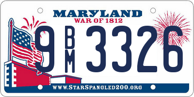 MD license plate 9BM3326