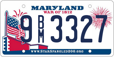 MD license plate 9BM3327