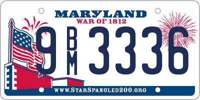 MD license plate 9BM3336