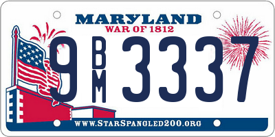 MD license plate 9BM3337