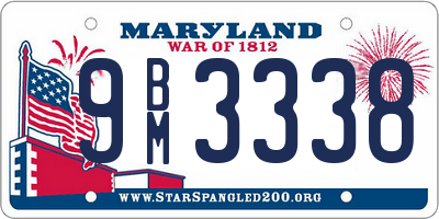 MD license plate 9BM3338