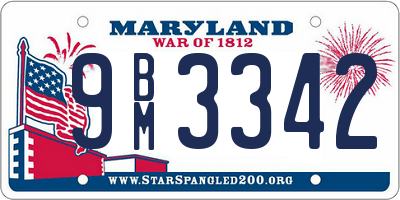 MD license plate 9BM3342