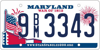 MD license plate 9BM3343