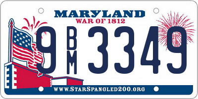 MD license plate 9BM3349