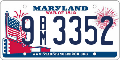 MD license plate 9BM3352