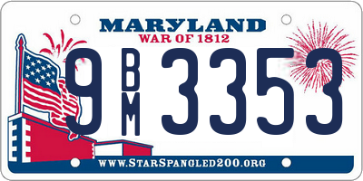 MD license plate 9BM3353