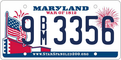 MD license plate 9BM3356