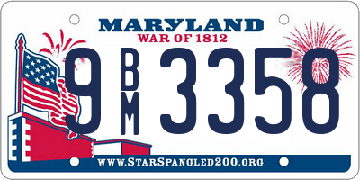 MD license plate 9BM3358