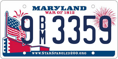 MD license plate 9BM3359