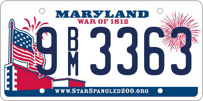 MD license plate 9BM3363