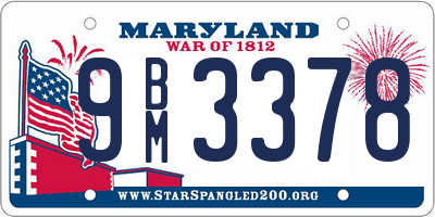 MD license plate 9BM3378