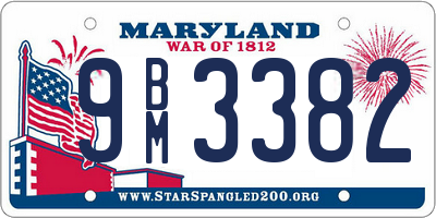 MD license plate 9BM3382