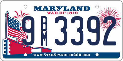 MD license plate 9BM3392