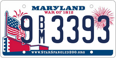 MD license plate 9BM3393