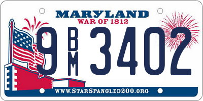 MD license plate 9BM3402