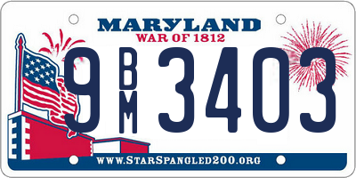 MD license plate 9BM3403