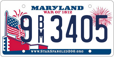 MD license plate 9BM3405