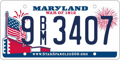 MD license plate 9BM3407