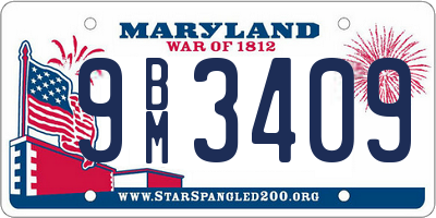 MD license plate 9BM3409