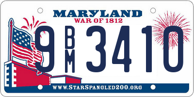 MD license plate 9BM3410