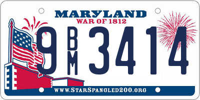 MD license plate 9BM3414