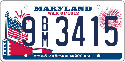 MD license plate 9BM3415