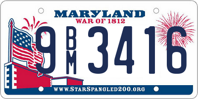 MD license plate 9BM3416